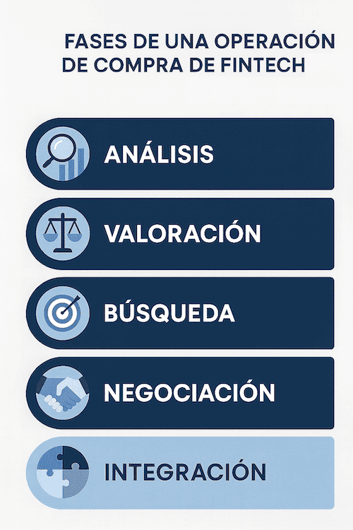 Fases de una operación de compra de fintech