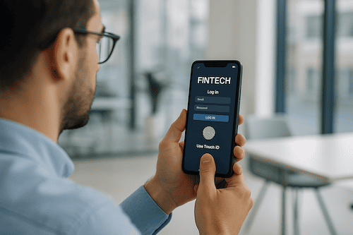 Inicio de sesión biométrico en app fintech