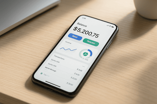 Interfaz minimalista en fintech