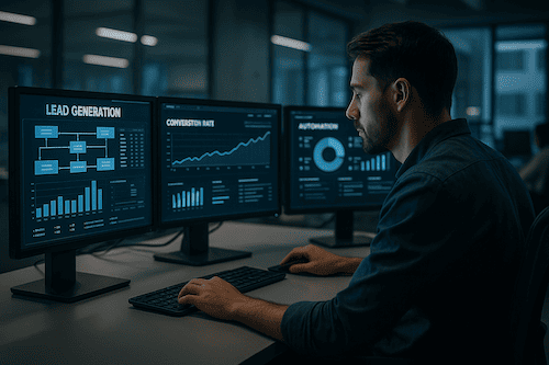 Emprendedor analizando flujos de captación de leads