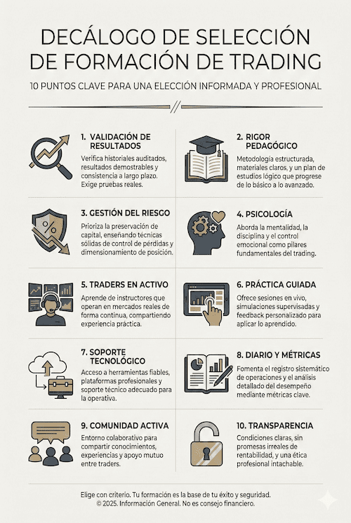 Decálogo de la formación legítima en trading (2026)